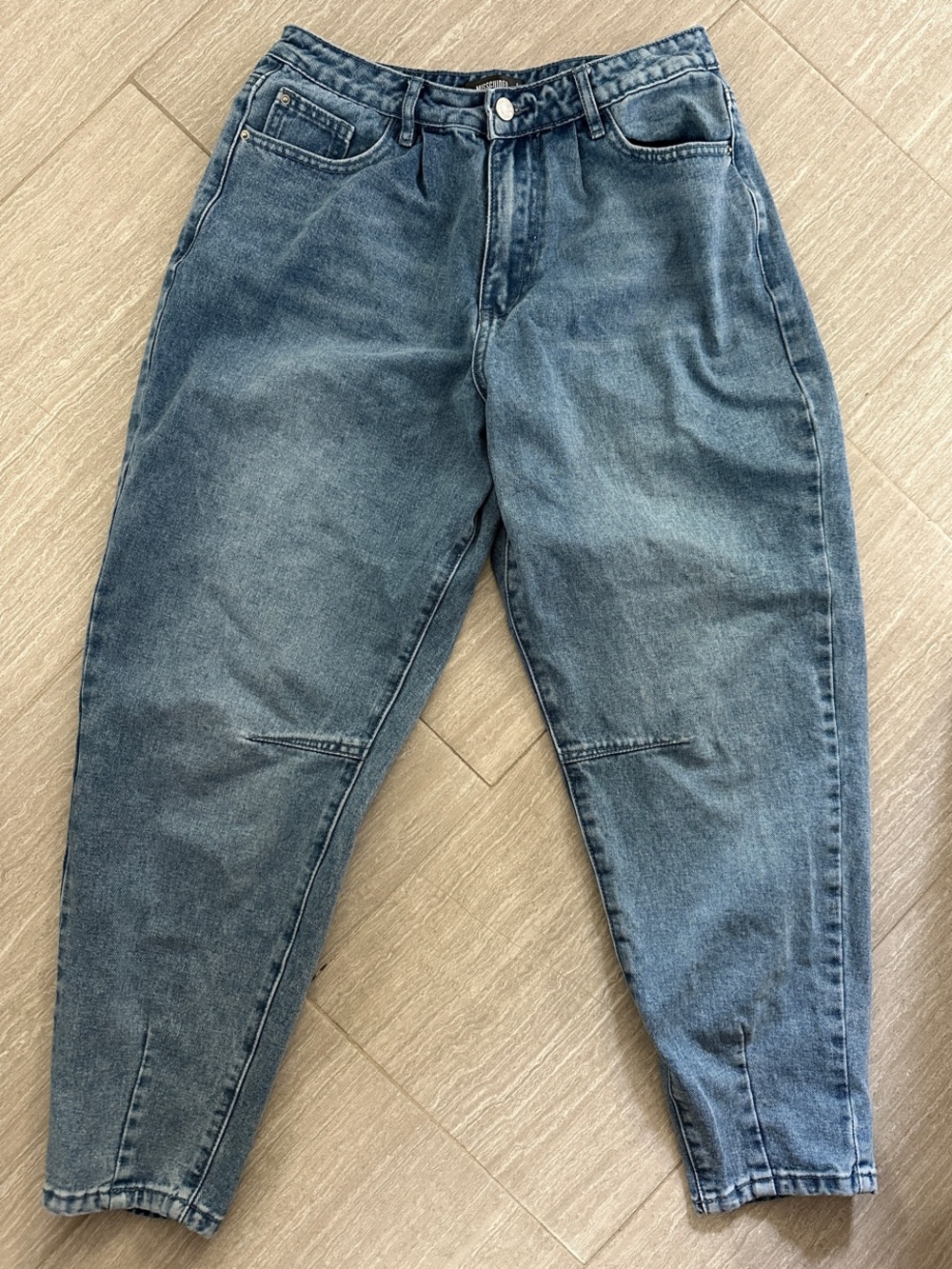 Missguided High Rise Tapered Blue Denim Jeans